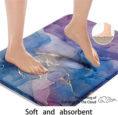 Britimes Blue Purple Bath Mat with Marble Texture