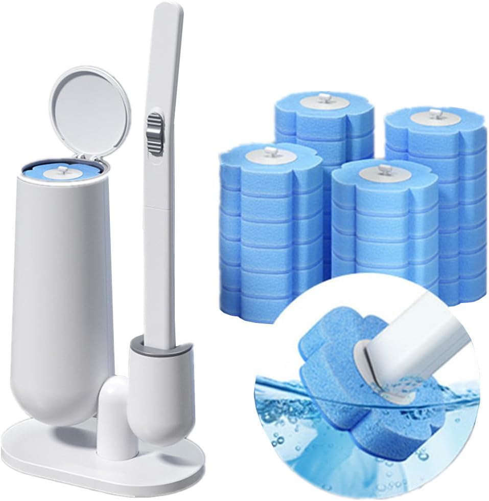 KAHIOE Automatic Toilet Brush with 24PCS Refills and Holder