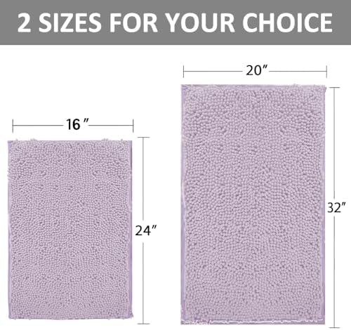 RUN HELIX Chenille Bath Rug Set 2 Pieces Lavender