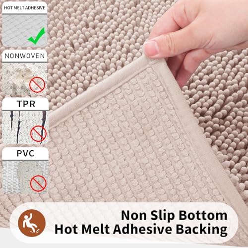 Yimobra Chenille Toilet Rug - Blush Beige U-Shaped Non Slip