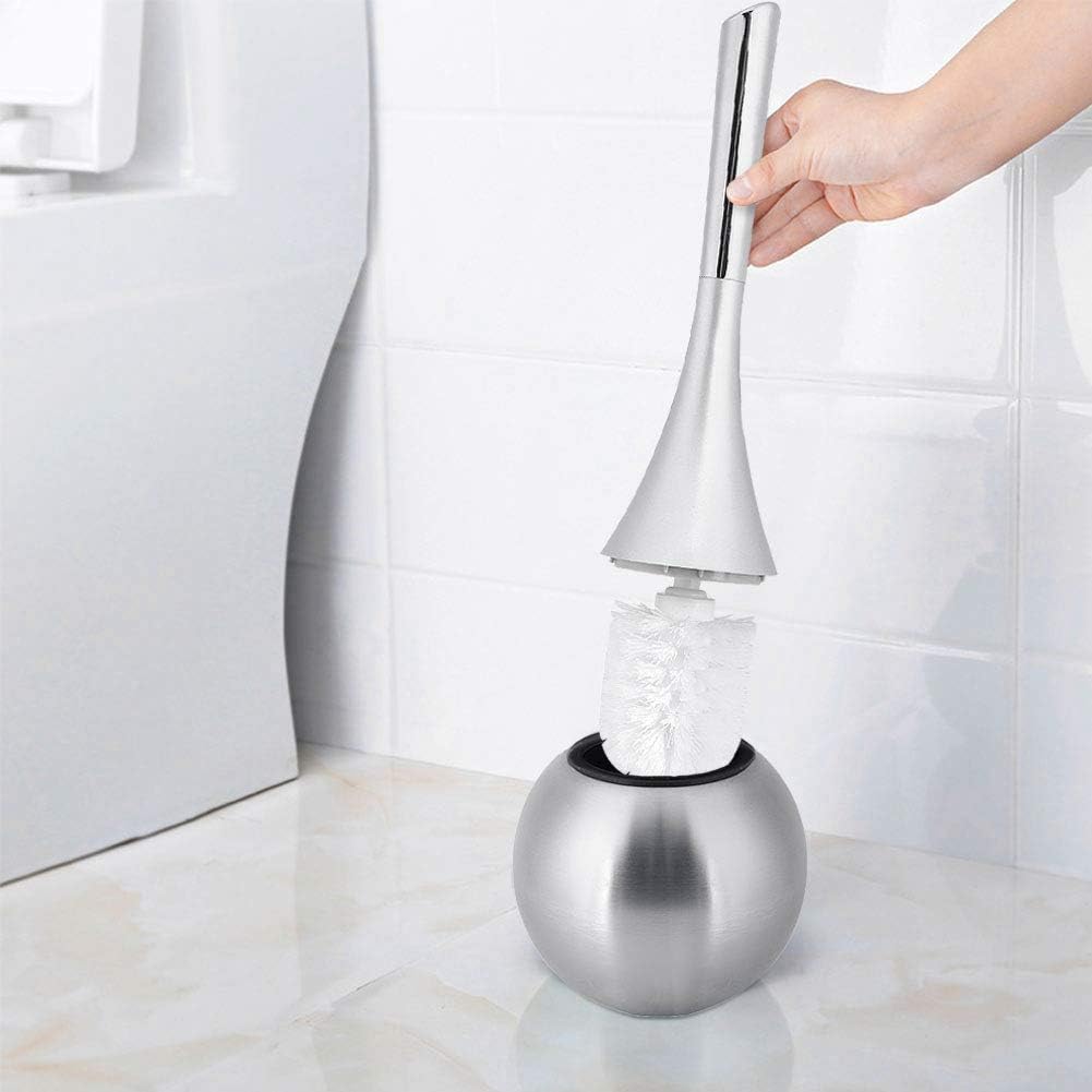 Gsycle Toilet Brush and Holder Set with Stainless Steel Base