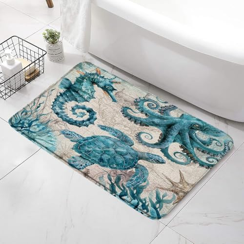 Turtle Bath Mat with Non-Slip Backing