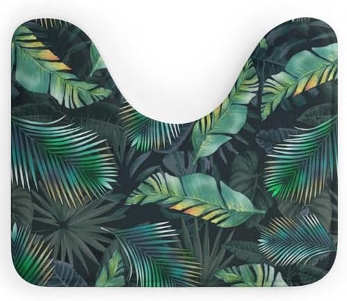 Green Leaf U Shaped Bath Rug Non Slip Soft Mat