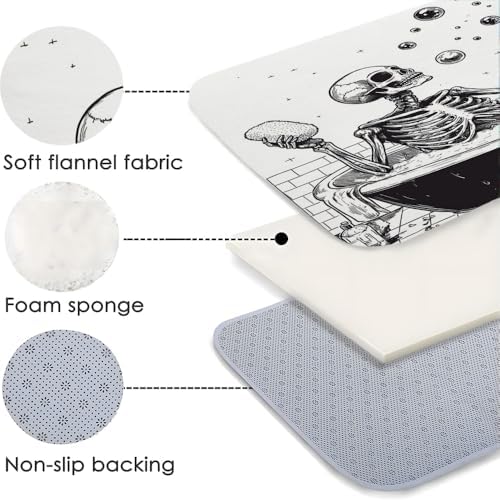 Funny Skull Bath Mat with Non-Slip Backing