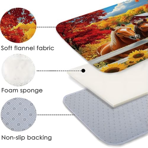 Farm Horses Bath Mat - Non-Slip Country Style Rug 1