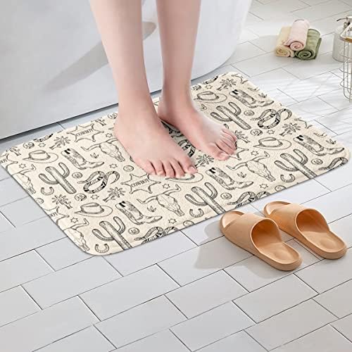 Homewish Western Cowboy Bath Mat with Cow Skull Pattern