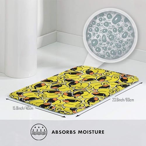 Cartoon Rubber Duck Bath Mat 24x16 Non-Slip Soft Microfiber