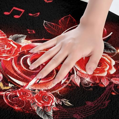 Jejeloiu Red Music Note Bathroom Rug 20x32