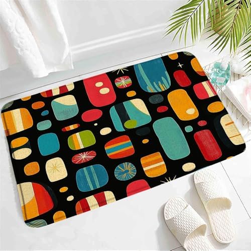 Retro Diamond Pattern Bath Mat with Non-Slip Backing