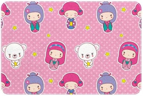 Pink Girls Bath Rug with Stars Door Mat 24x16