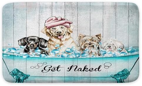 NYMB Rustic Funny Dog Bath Rug Set - Turquoise Blue 1