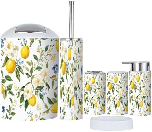 Boho Peony Bathroom Accessory Set 6 Piece
