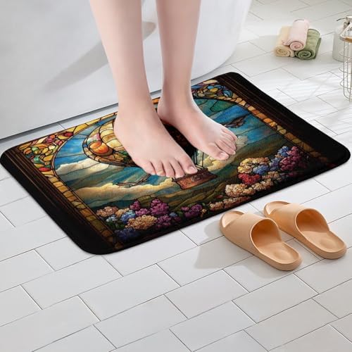 Feelyou Hot Air Balloon Bath Rug 16x24 Brown