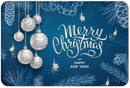 SUPLUCHOM Blue Christmas Ball Bath Rug Non-Slip 157 x 236 Inch