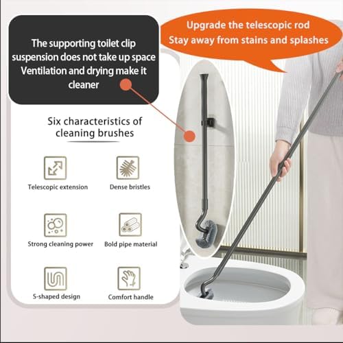 Tuoweier Long Handle Toilet Brush Set with Holder and 2 Brush Heads