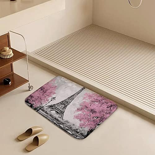 TICKPOT Paris Eiffel Tower Bath Rug 16x24 Inch Microfiber Non-Slip Plush Mat