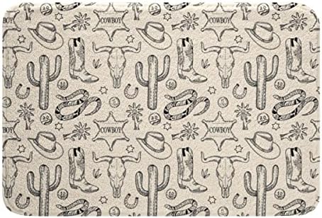 Homewish Western Cowboy Bath Mat with Cow Skull Pattern
