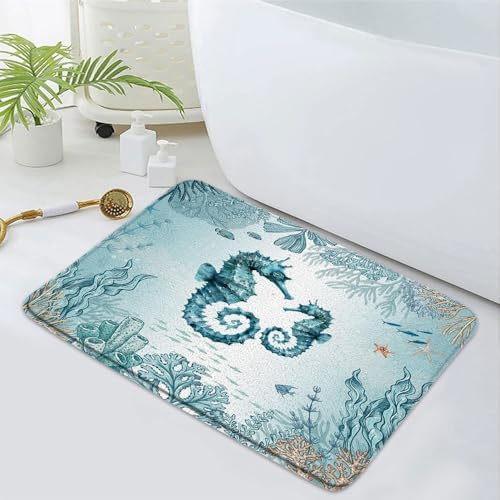 Coastal Beach Bath Rug 16x24 Inch Non-Slip