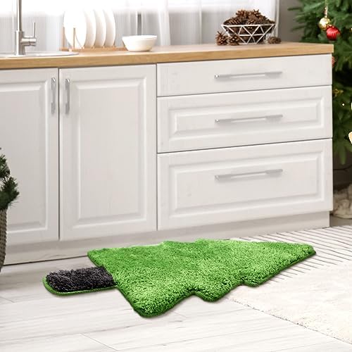 Tinideya Christmas Tree Bath Mat 28x20 Non Slip Kids Rug