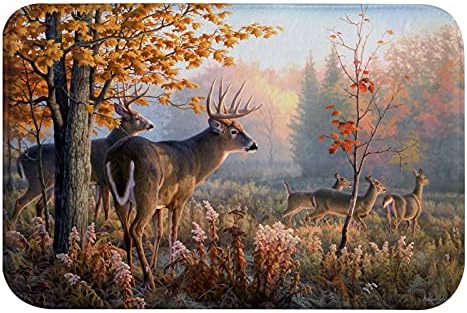 AMonamour Soft Flannel Bath Rug with Whitetail Deer Design