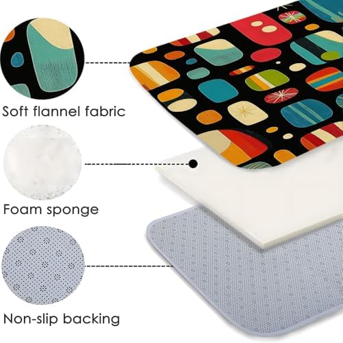 Retro Diamond Pattern Bath Mat with Non-Slip Backing
