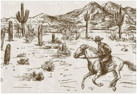 Western Cowboy Bath Rug Mat - Non-Slip Quick Dry 16x24 in