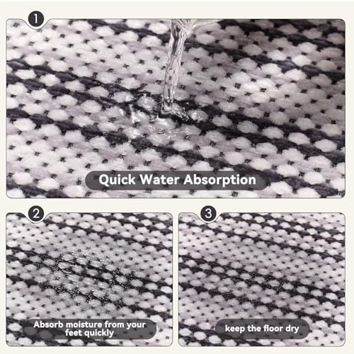 YDKGL Soft Chenille Bath Mat - Non Slip Quick Dry 16x24 Grey