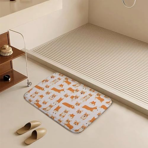 Soft Cozy Bath Rug with Cute Corgi Pattern