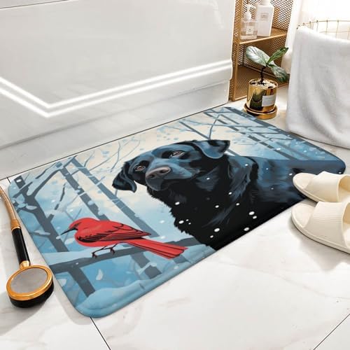 HighonHi Best Dog Bath Rug Christmas Red Bird 16x24