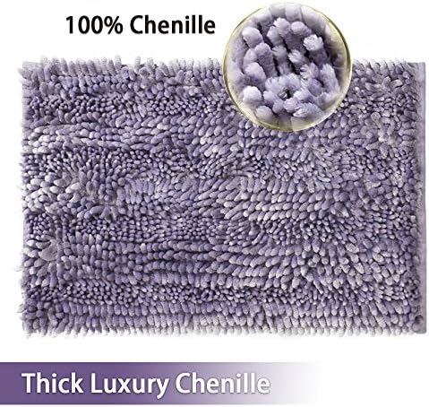 Civkor Bath Mat 31x20 Inch Purple Non-Slip Chenille Rugs