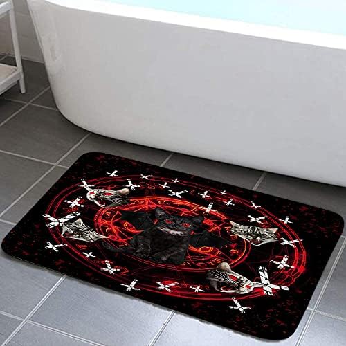 JAWO Red Cat Bath Mat with Non-Slip Bottom