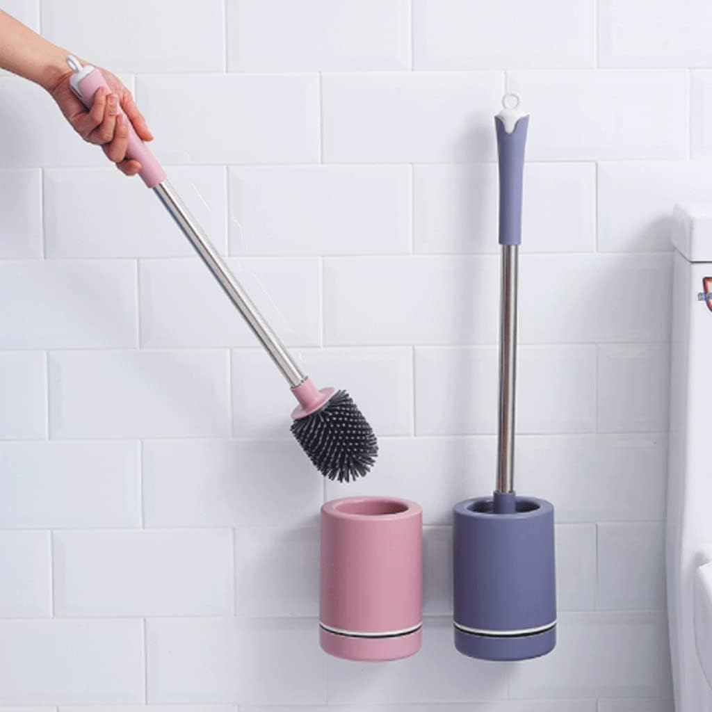 UINGBPXT Purple Silicone Toilet Brush with Stainless Steel Handle