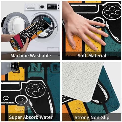 Gaming Retro Bath Mat Non-Slip Microfiber 24x16 1