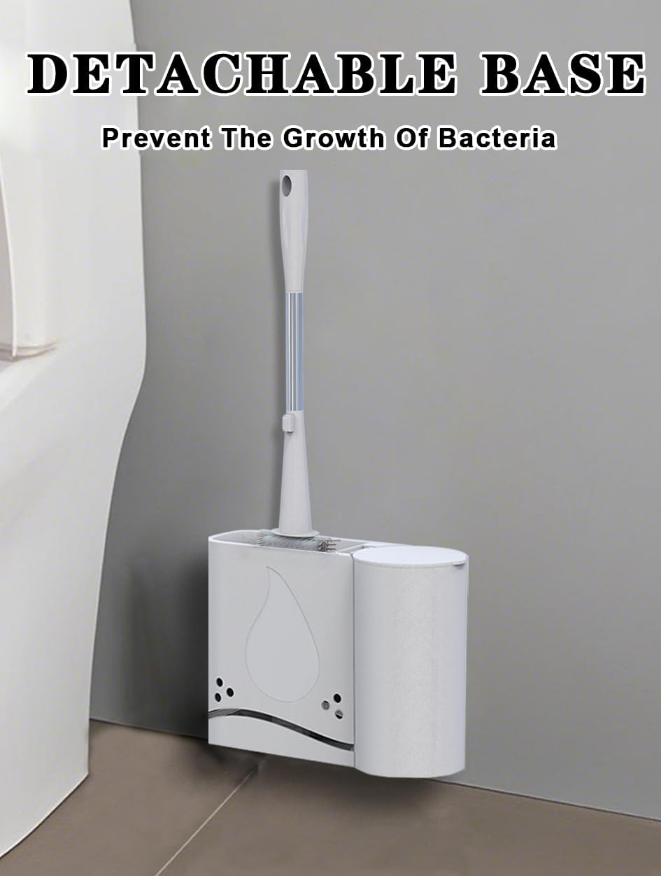 Toilet Brush and Holder Set with 2 in 1 Brush Head