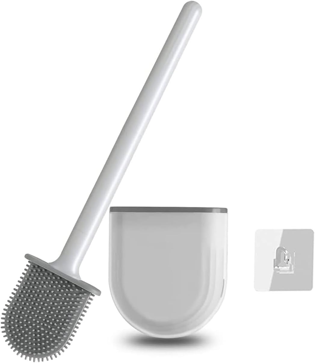BBhouse Toilet Brush and Holder Set - Flexible Silicone Bristles