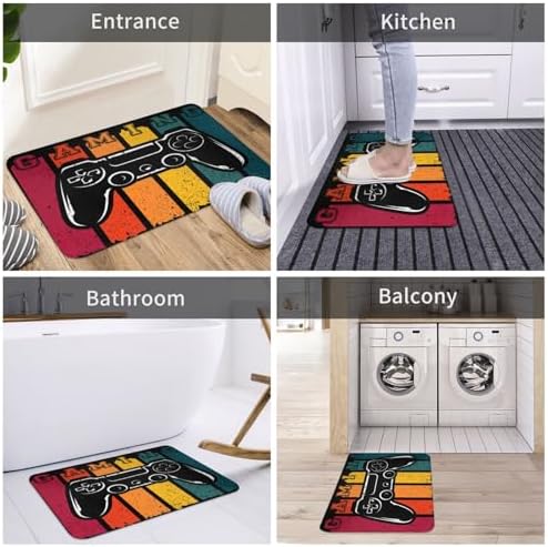 Gaming Retro Bath Mat Non-Slip Microfiber 24x16 1
