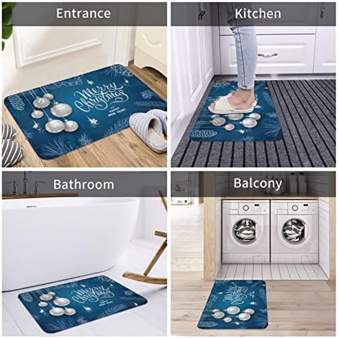 SUPLUCHOM Blue Christmas Ball Bath Rug Non-Slip 157 x 236 Inch