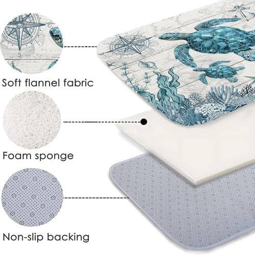 Beach Turtle Seahorse Bath Mat 16x24 Inch