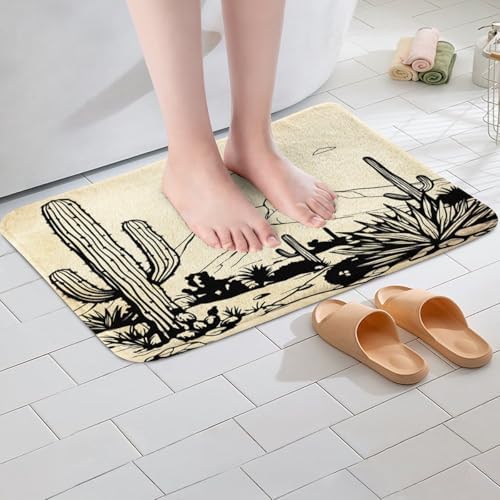 Jejeloiu Khaki Western Bath Mat 16x24 Inch