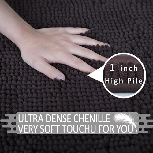 Flotstiga 23x15 Bathroom Rug Set Soft Chenille Non Slip Machine Washable