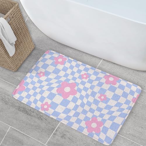 Vigesun Flower Bath Rug Non Slip Plush 16x24 Pink Purple