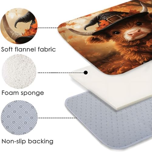Fall Highland Cow Bath Mat 16x24 Inch