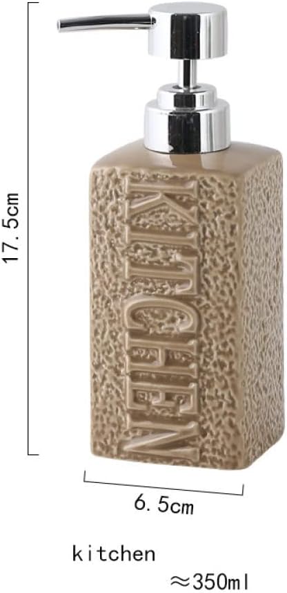 SAFWE Kitchen Soap Dispenser Brown Ceramic Pump Bottle with Refillable Design