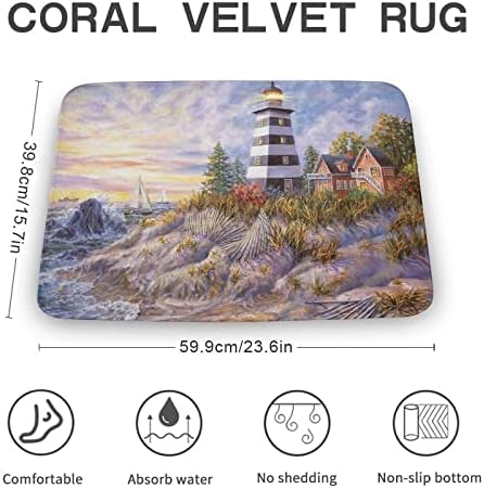 Apular Lighthouse Bath Rug 16x24 Inch Non-Slip Door Mat