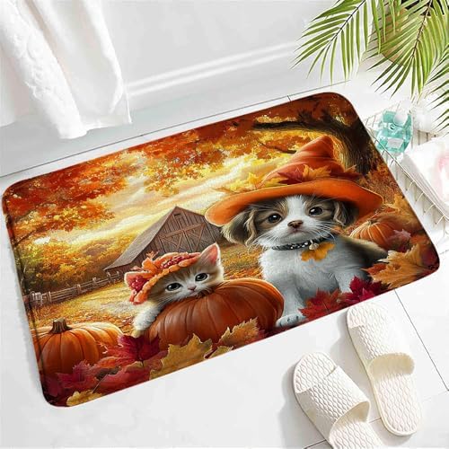 Autumn Farm Animal Bath Mat - Non Slip Durable Waterproof