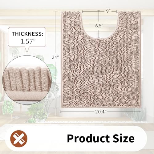 Yimobra Chenille Toilet Rug - Blush Beige U-Shaped Non Slip