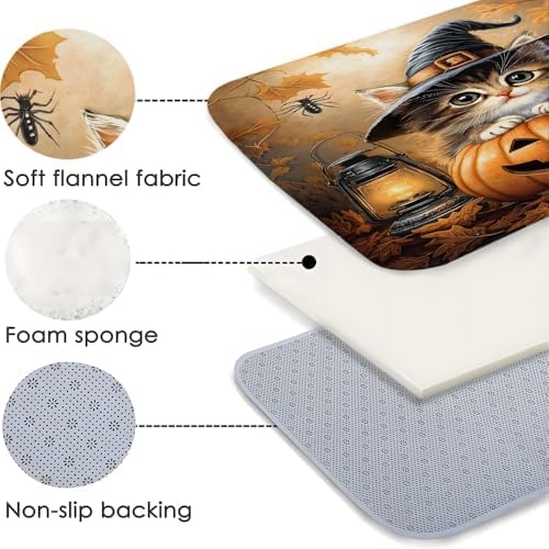 Fall Kitten Bath Mat with Wizard Hat Design