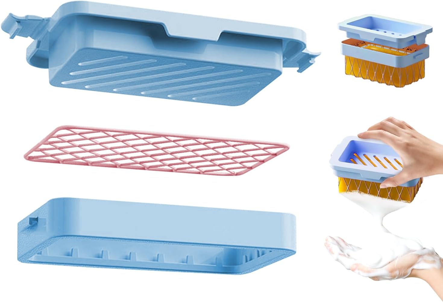 Optisake Multi-Functional Soap Holder with Elastic Mesh and Fast Draining