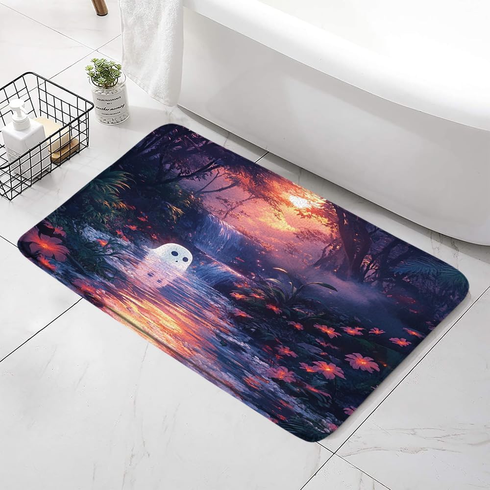 Fantasy Forest Bath Mat - Purple Wisteria Floral Design