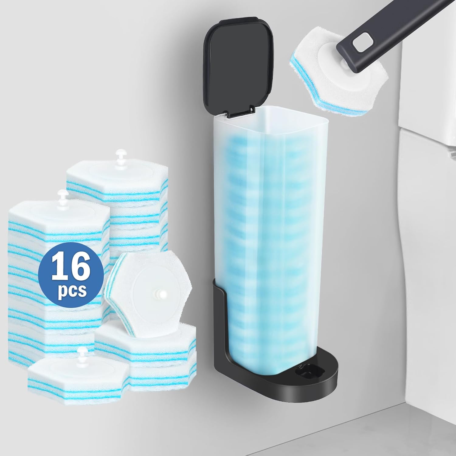 Squish Wall Mounted Toilet Brush with 16 Refills 1